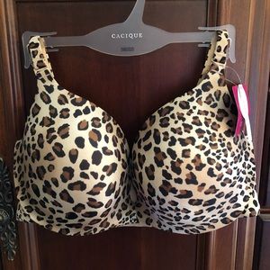 Animal Print Satin Plunge Style Bra